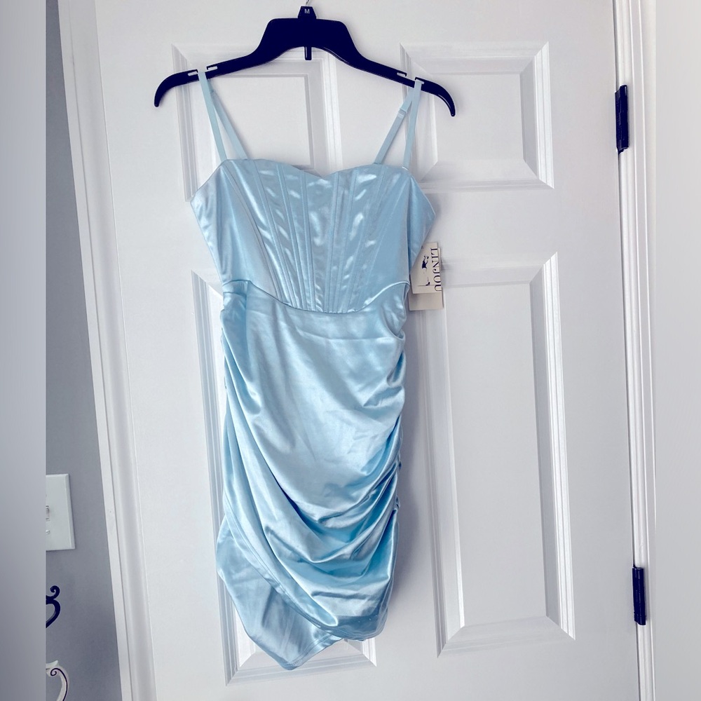 LINJOU Satin Backless Party Dress